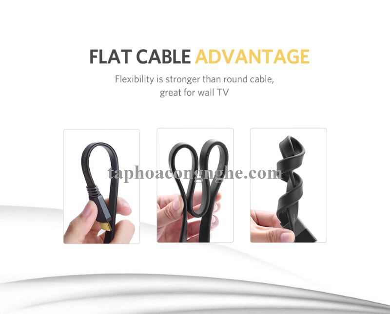 Ugreen 50820 3M màu đen Cáp tín hiệu HDMI dẹt ED015 30050820